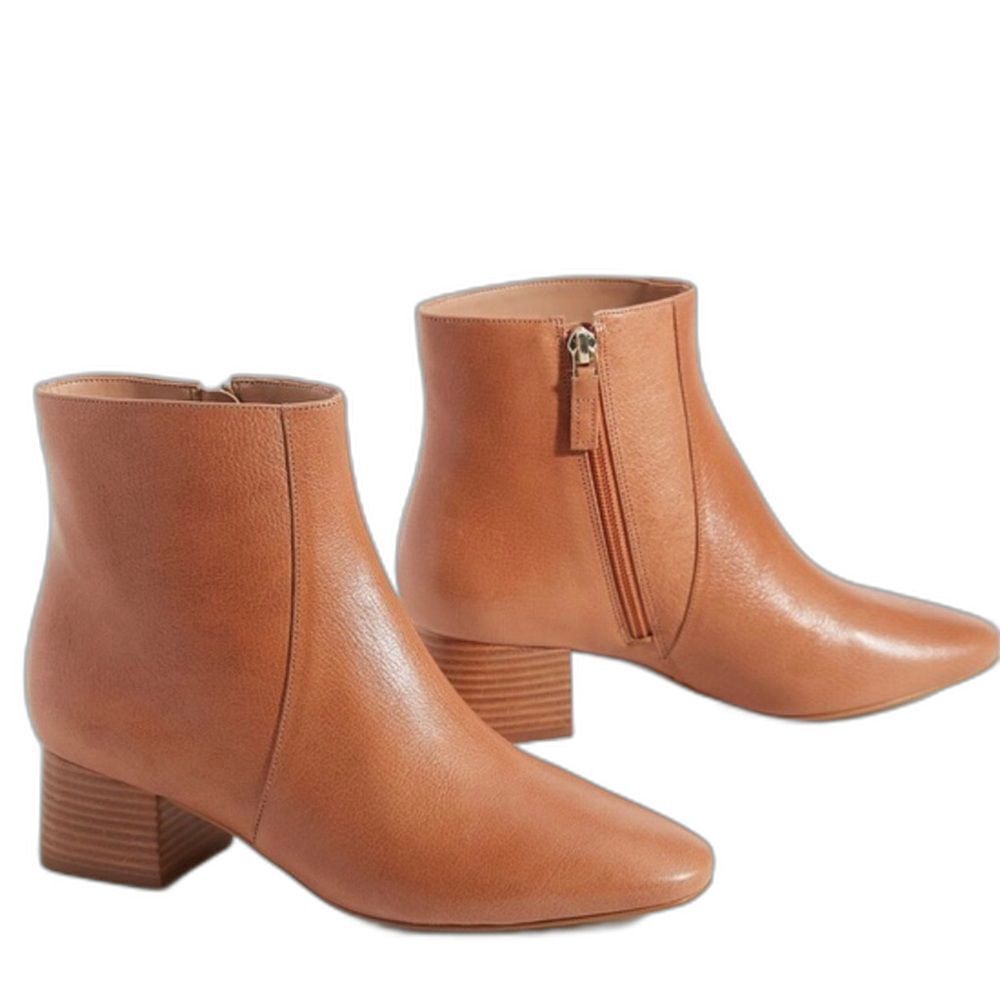 Anthropologie Pippa Honey Leather Ankle Boots Size 7.5 M - Floor Sample w/ Box